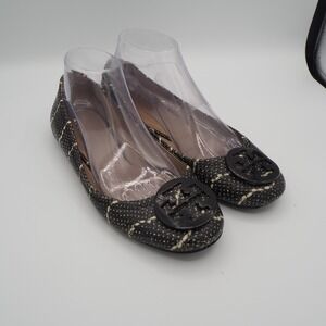 Tory Burch Reva Mojave Print Leather Ballet Flats US 8.8 Snake Shoes Casual Chic